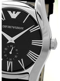 Emporio Armani Valente Black Dial Black Leather Strap Watch For Men - AR0643 Authentic Buy Shop Now