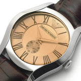 Emporio Armani Classic Quartz Beige Dial Brown Leather Strap Watch For Men - AR0646 Authentic Buy Shop Now