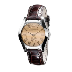 Emporio Armani Classic Quartz Beige Dial Brown Leather Strap Watch For Men - AR0646 Authentic Buy Shop Now
