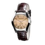 Emporio Armani Classic Quartz Beige Dial Brown Leather Strap Watch For Men - AR0646 Authentic Buy Shop Now