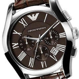 Emporio Armani Valente Chronograph Brown Dial Brown Leather Strap Watch For Men - AR0671 Authentic Buy Shop Now