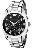 Emporio Armani Velente Chronograph Black Dial Silver Steel Strap Watch For Women - AR0674 Authentic Buy Shop Now
