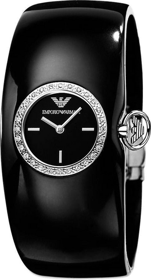 Emporio Armani Casual Analog Black Dial Black Leather Strap Watch For Women - AR0739 Authentic Buy Shop Now