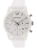 Emporio Armani Classic Chronograph White Dial White Rubber Strap Watch For Men - AR1054 Authentic Buy Shop Now