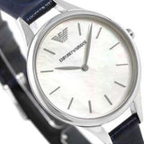 Emporio Armani Aurora Quartz Mother Of Pearl White Dial Blue Leather Strap Watch For Women - AR11090 Authentic Buy Shop Now