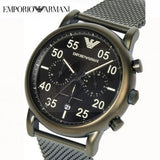Emporio Armani Luigi Quartz Chronograph Black Dial Green Mesh Bracelet Watch For Men - AR11115 Authentic Buy Shop Now