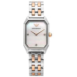 Emporio Armani Gianni T Bar Mother of Pearl Dial Two Tone Steel Strap Watch For Women - AR11146 Authentic Buy Shop Now