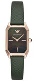 Emporio Armani Gioia Analog Black Mother of Pearl Dial Green Leather Strap Watch For Women - AR11149 Authentic Buy Shop Now