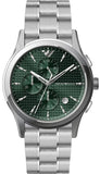 Emporio Armani Paolo Chronograph Green Dial Silver Steel Strap Watch For Men - AR11529 Authentic Buy Shop Now