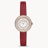 Emporio Armani Two-Hand Analog White Dial Red Leather Strap Watch For Women - AR11532 Authentic Buy Shop Now