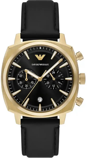 Emporio Armani Ruggero Chronograph Black Dial Black Leather Strap Watch for Men - AR11690 Authentic Buy Shop Now
