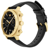 Emporio Armani Ruggero Chronograph Black Dial Black Leather Strap Watch for Men - AR11690 Authentic Buy Shop Now
