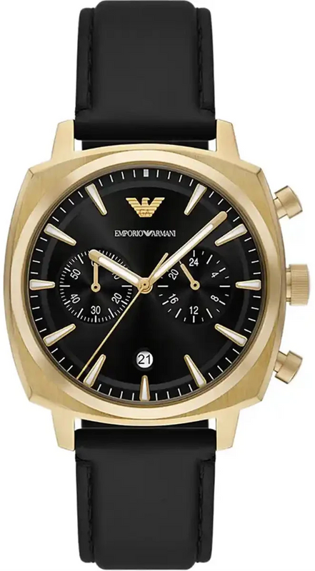 Emporio Armani Ruggero Chronograph Black Dial Black Leather Strap Watch for Men - AR11690 Authentic Buy Shop Now