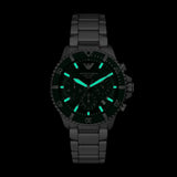 Emporio Armani World Explorer Solar Chronograph Green Dial Silver Steel Strap Watch for Men - AR11741 Authentic Buy Shop Now