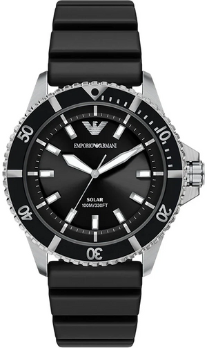 Emporio Armani World Explorer Solar Black Dial Black Silicone Strap Watch for Men - AR11788 Authentic Buy Shop Now