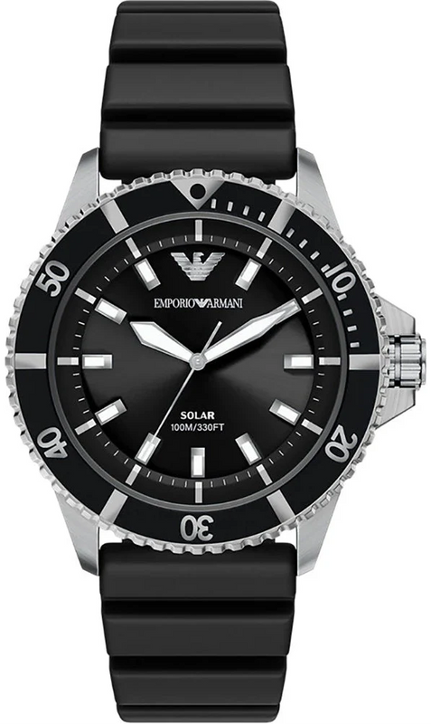 Emporio Armani World Explorer Solar Black Dial Black Silicone Strap Watch for Men - AR11788 Authentic Buy Shop Now