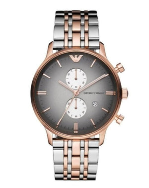Emporio Armani Gianni Chronograph Grey Dial Two Tone Steel Strap Watch For Men - AR1721 Authentic Buy Shop Now