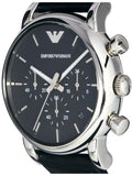 Emporio Armani Classic Chronograph Black Dial Black Leather Strap Watch For Men - AR1733 Authentic Buy Shop Now