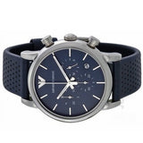 Emporio Armani Luigi Chronograph Blue Dial Black Leather Strap Watch For Men - AR1736 Authentic Buy Shop Now