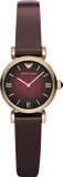 Emporio Armani Gianni T Bar Burgundy Dial Burgundy Leather Strap Watch For Women - AR1758 Authentic Buy Shop Now