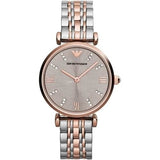 Emporio Armani Gianni T Bar Grey Dial Two Tone Steel Strap Watch For Women - AR1841 Authentic Buy Shop Now