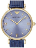 Emporio Armani Gianni T Bar Blue Dial Blue Leather Strap Watch For Women - AR1875 Authentic Buy Shop Now