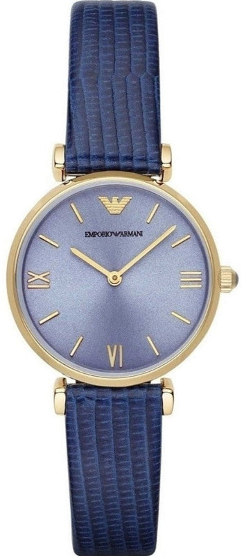 Emporio Armani Gianni T Bar Blue Dial Blue Leather Strap Watch For Women - AR1875 Authentic Buy Shop Now