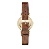 Emporio Armani Gianni T Bar Beige Dial Brown Leather Strap Watch For Women - AR1883 Authentic Buy Shop Now