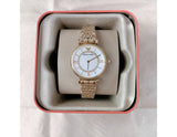 Emporio Armani Gianni T Bar White Mother of Pearl Dial Gold Steel Strap Watch For Women - AR1907 Authentic Buy Shop Now