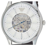 Emporio Armani Meccanico White Dial Brown Leather Strap Watch For Men - AR1946 Authentic Buy Shop Now