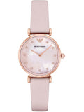 Emporio Armani Kappa Mother Of Pearl White Dial Pink Leather Strap Watch For Women - AR11130 Authentic Buy Shop Now