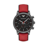Emporio Armani Luigi Chronograph Black Dial Red Leather Strap Watch For Men - AR1971 Authentic Buy Shop Now
