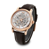 Emporio Armani Meccanico Silver Skeleton Dial Brown Leather Strap Watch For Men - AR1983 Authentic Buy Shop Now