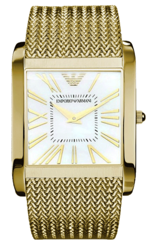 Emporio Armani Mother of Pearl Dial Gold Mesh Bracelet Watch For Men - AR2016 Authentic Buy Shop Now