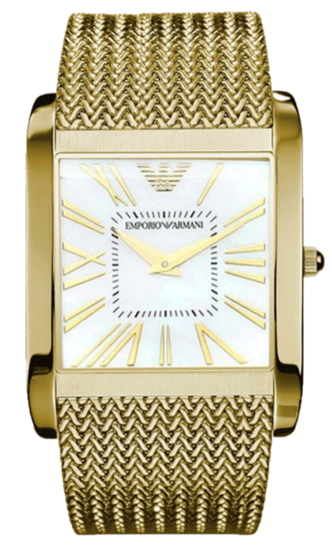 Emporio Armani Mother of Pearl Dial Gold Mesh Bracelet Watch For Men - AR2016 Authentic Buy Shop Now