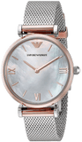 Emporio Armani Retro Mother of Pearl Dial Silver Mesh Bracelet Watch For Women - AR2067 Authentic Buy Shop Now
