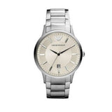Emporio Armani Classic Quartz White Dial Silver Steel Strap Watch For Men - AR2430 Authentic Buy Shop Now