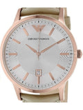 Emporio Armani Classic Quartz Silver Dial Beige Leather Strap Watch For Men - AR2464 Authentic Buy Shop Now