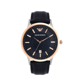 Emporio Armani Renato Analog Blue Dial Black Leather Strap Watch For Men - AR2506 Authentic Buy Shop Now