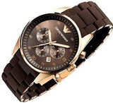 Emporio Armani Sportivo Chronograph Brown Dial Brown Silicone Strap Watch For Men - AR5891 Authentic Buy Shop Now