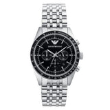 Emporio Armani Tazio Chronograph Black Dial Silver Steel Strap Watch For Men - AR5988 Authentic Buy Shop Now