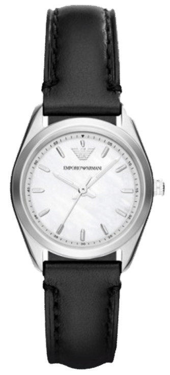 Emporio Armani Analog White Dial Black Leather Strap Watch For Women - AR6026 Authentic Buy Shop Now
