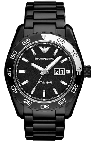 Emporio Armani Sportivo Quartz Black Dial Black Steel Strap Watch For Men - AR6049 Authentic Buy Shop Now