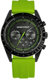 Emporio Armani Sports Analog Black Dial Green Rubber Strap Watch For Men - AR6115 Authentic Buy Shop Now