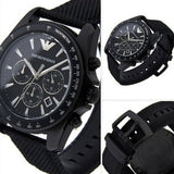 Emporio Armani Sigma Chronograph Black Dial Black Leather Strap Watch For Men - AR6131 Authentic Buy Shop Now