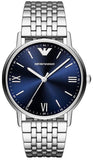 Emporio Armani Kappa Quartz Blue Dial Silver Steel Strap Watch For Men - AR80010 Authentic Buy Shop Now