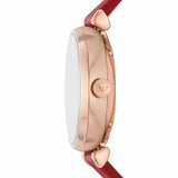 Emporio Armani Gianni T-Bar Mother of Pearl White Dial Red Leather Strap Watch For Women - AR60048 Authentic Buy Shop Now