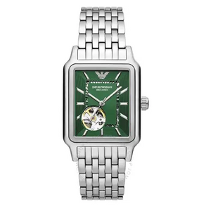 Emporio Armani Meccanico Automatic Green Dial Silver Steel Strap Watch For Men - AR60067 Authentic Buy Shop Now