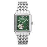Emporio Armani Meccanico Automatic Green Dial Silver Steel Strap Watch For Men - AR60067 Authentic Buy Shop Now