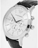 Emporio Armani Classic Chronograph Silver Dial Black Leather Strap Watch For Men - AR2432 Authentic Buy Shop Now